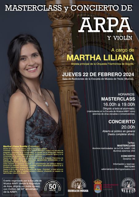 Masterclass y concierto de arpa y violín por Martha Liliana