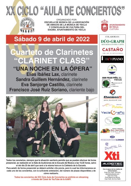 XX Ciclo 'Aula de Conciertos'. Cuarteto de Clarinetes 'ClarinetClass'
